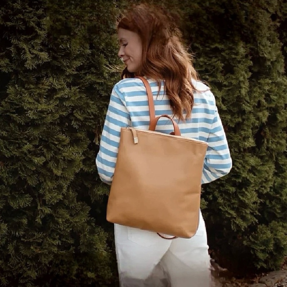 Chic Tan Leather Backpack for Women